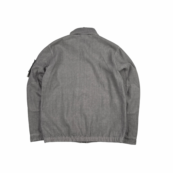Stone Island 2025 Grey Bonded Linen Ghost Piece Jacket - Large