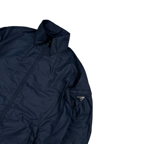 Prada Navy Nylon Triangle Logo Lightweight Jacket - XL