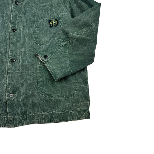 Stone Island 1986 Pigment Cotton Vintage Green Washed Multi Pocket Denim Chore Jacket - XL