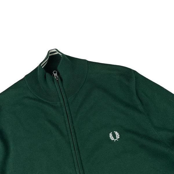 Fred Perry Green Zipped High Neck Knit - Large