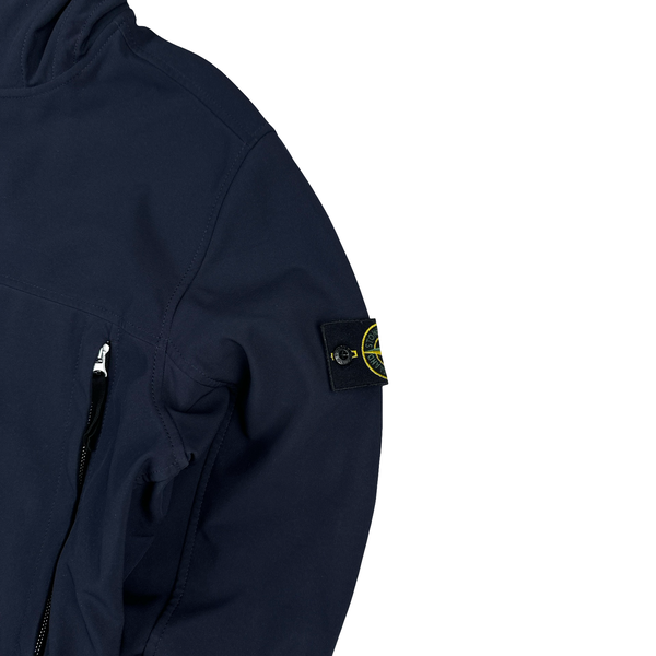 Stone Island Navy Soft Shell E Dye Hooded Jacket - XL