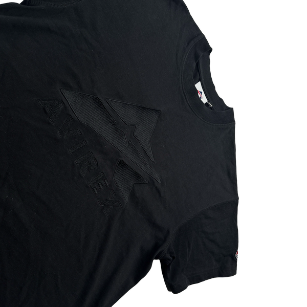 Avirex Black Embroidered Spellout T Shirt - Medium