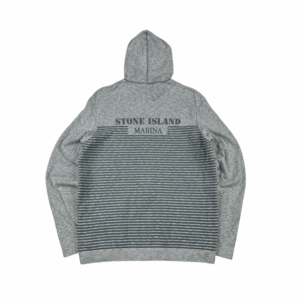 Stone Island 2017 Blue Marl Marina Cotton Lightweight Knit Zipped Hoodie - Small