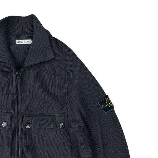 Stone Island Vintage 1998 Navy Knitted Cotton Jumper - Large