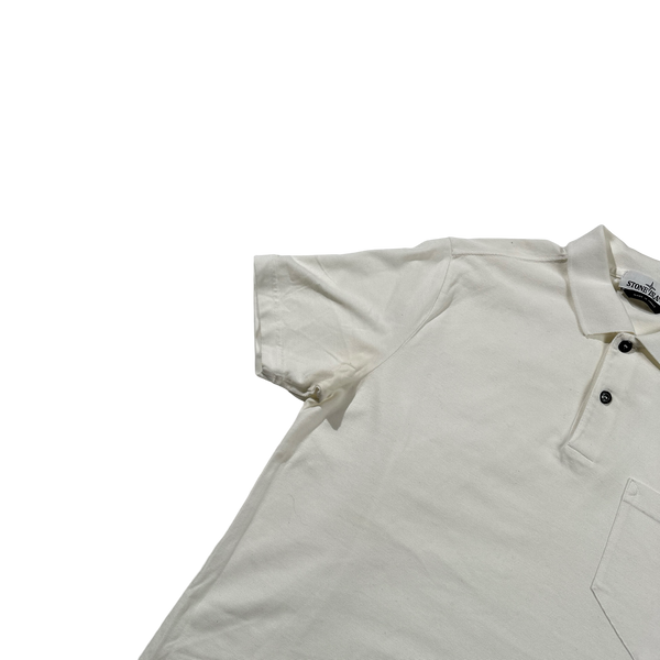 Stone Island Stellina White Slim Fit Compass Polo Shirt - Large