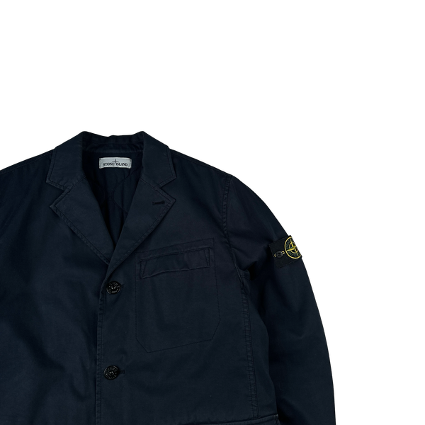 Stone Island 2015 Navy Quilted Raso Gommato Spaceman Buttoned Jacket - XL