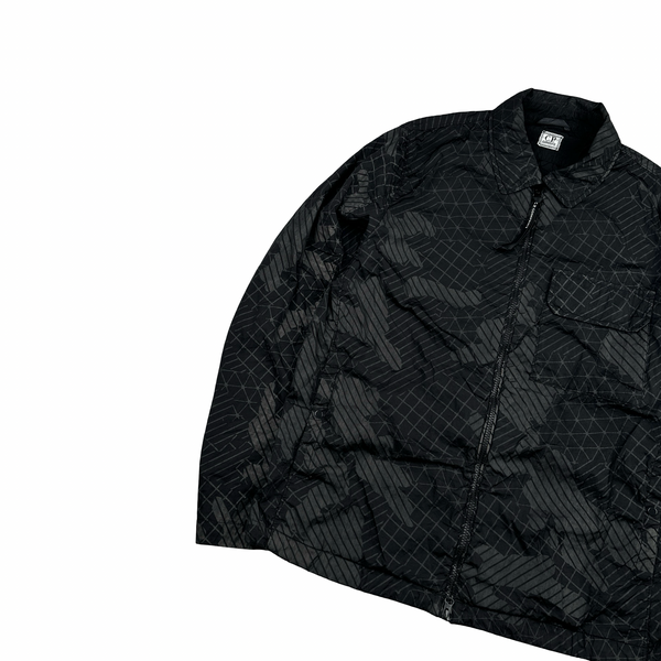 CP Company Black Grey Camo Net Overshirt Jacket - Large