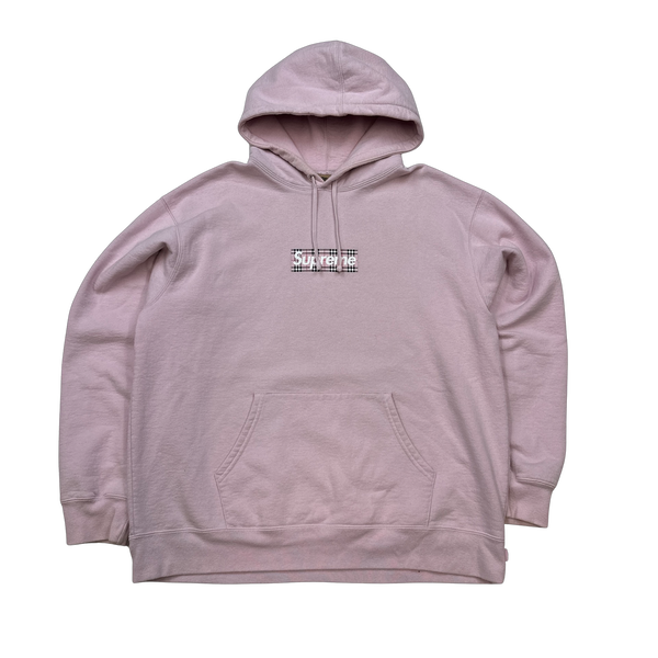 Supreme pink hotsell hoodie box logo