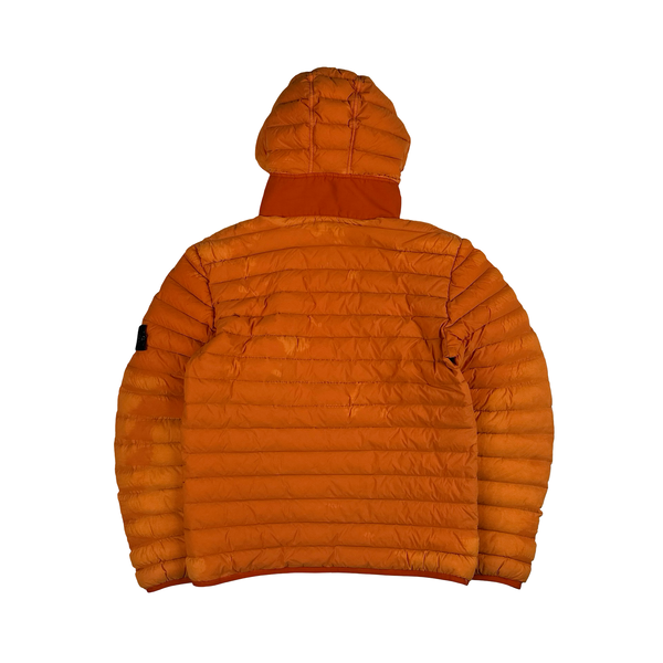 Stone Island 2019 Orange Loom Woven Down Puffer Jacket - Large