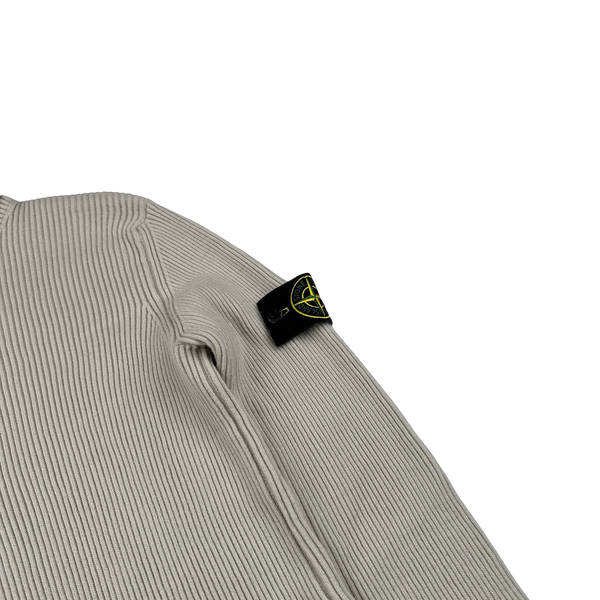 Stone Island 2023 Beige Turtle Neck Ribbed Wool Jumper - Medium