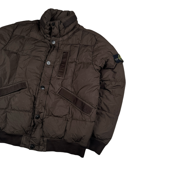 Stone Island 2019 Brown Garment Dyed Crinkle Reps Puffer Jacket - XL