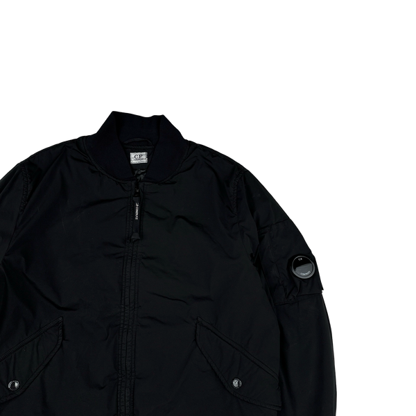 CP Company Black Nycra Quilted Lined Bomber Jacket - Large