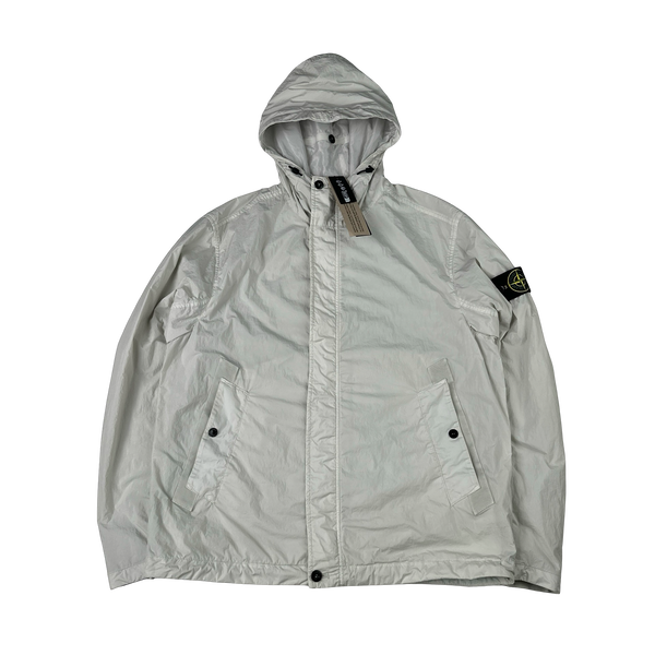 Stone Island 2025 Garment Dyed White Crinkle Reps Jacket - Large