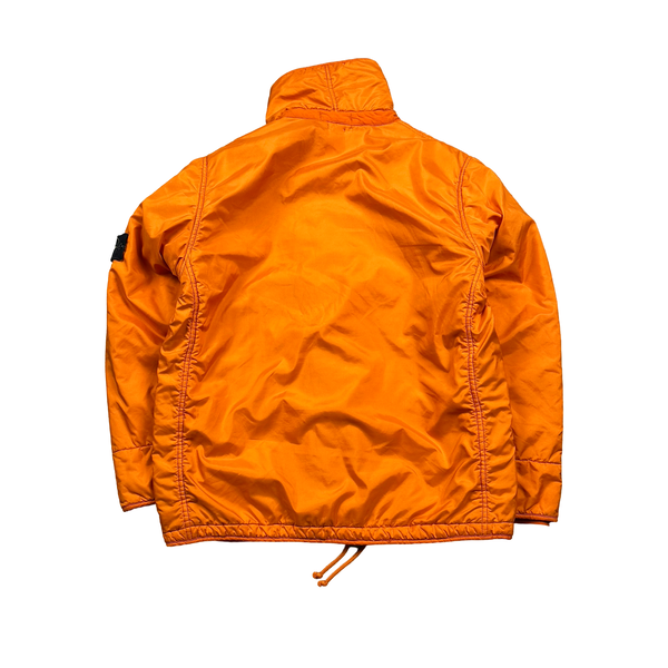 Stone Island 2004 Vintage Orange Mesh Quilted High Neck Nylon Jacket - Large
