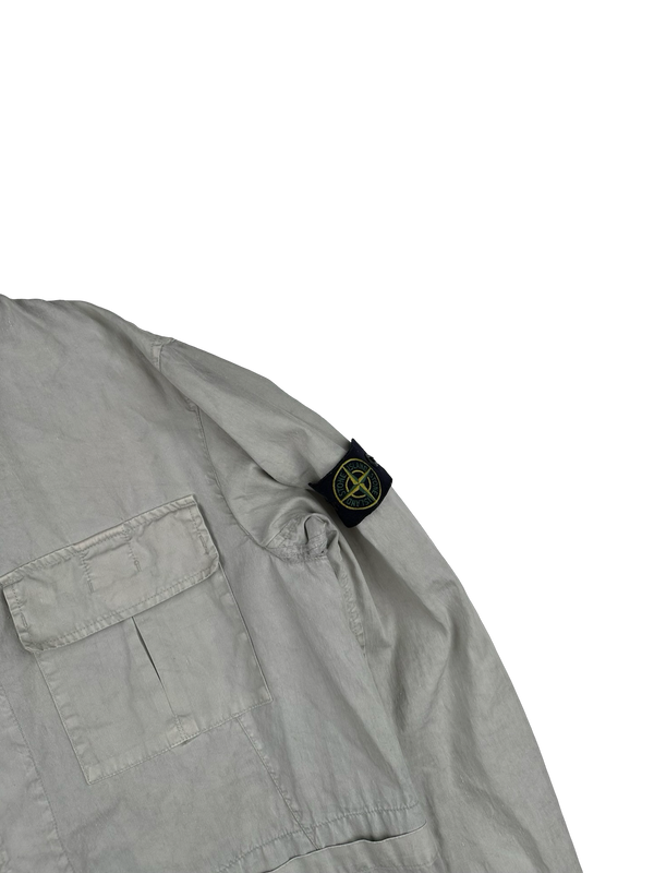 Stone Island 2002 Grey Lino Flax Blend Collared Jacket - Large