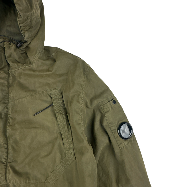 CP Company Khaki Green Quarter Zip Smock Jacket - Large