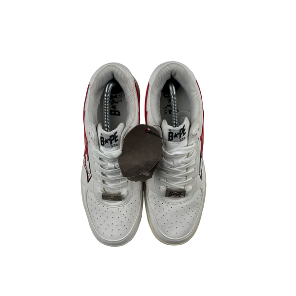 BAPE Red Star White Leather Trainers - Uk 8.5