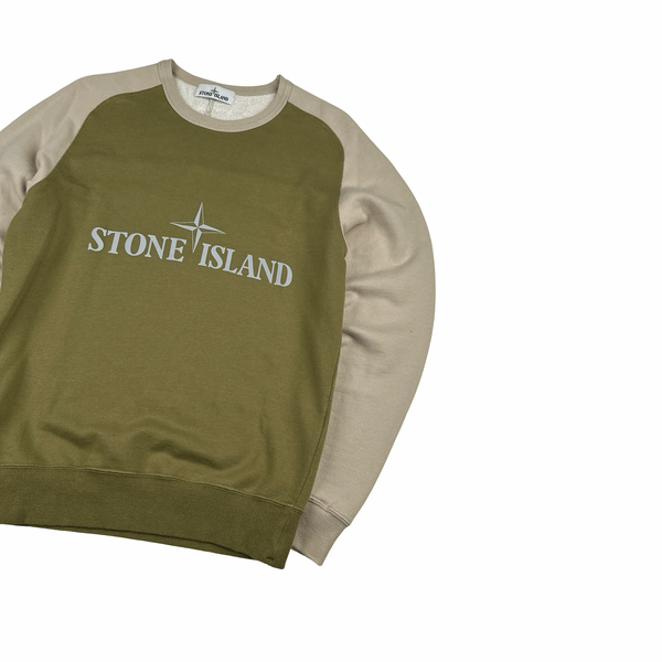 Stone Island 2015 Reflective Spellout Navy/Purple Cotton Crewneck - Medium