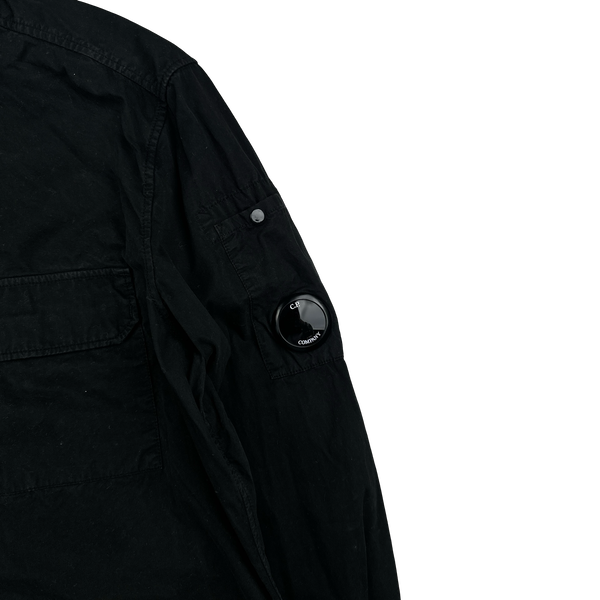 CP Company Black Buttoned Cotton Overshirt - Small