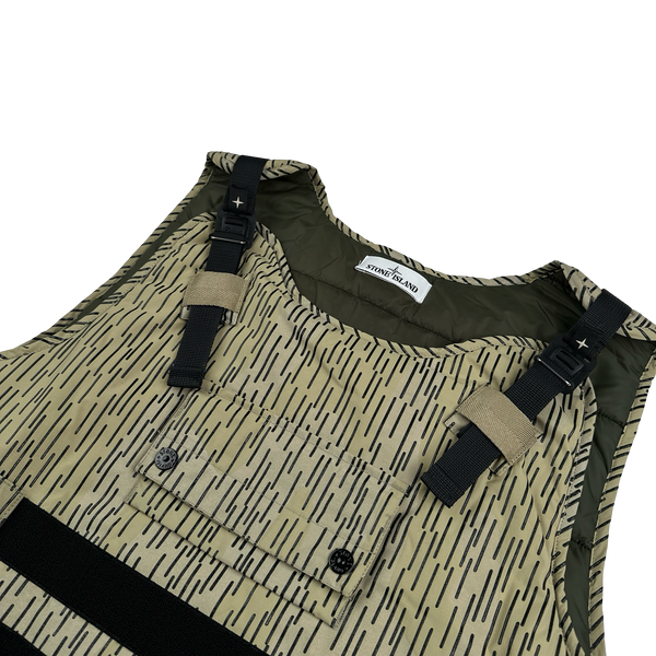 Stone Island 2021 Rain Camo Reflective Spellout Padded Utility Vest - XL