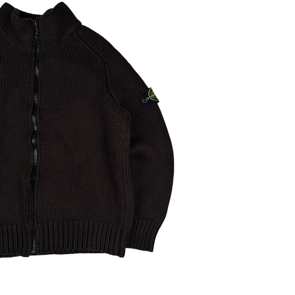 Stone Island 2005 Brown Heavyweight Wool Blend Zipped Jumper - Large