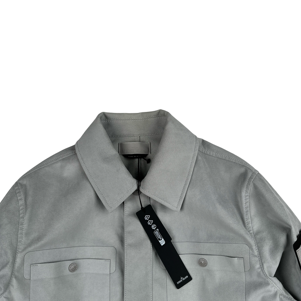 Stone Island 2025 Grey Alcantara Suede Ghost Piece Overshirt Jacket - Medium