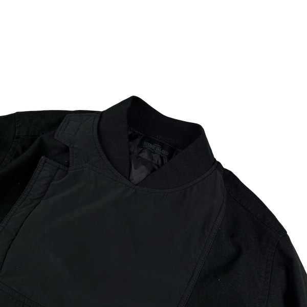 Stone Island 2019 Black Diagonal Wool Down Ghost Piece Jacket - XL