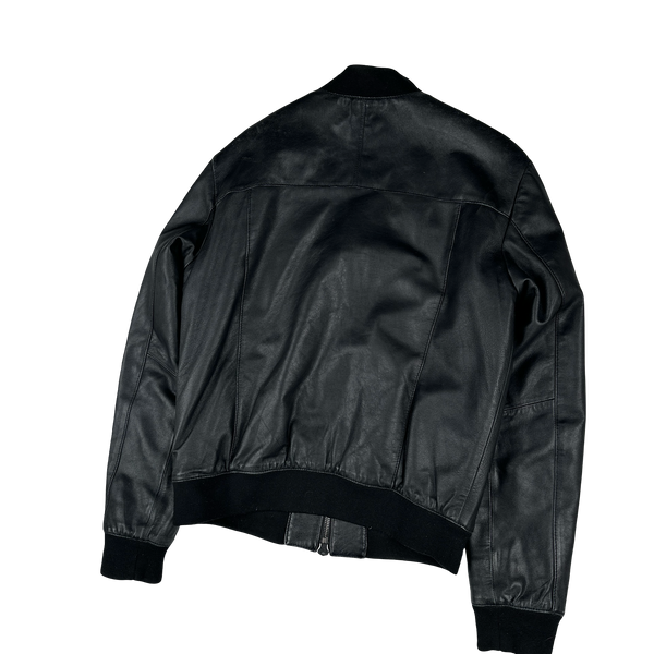 Armani Jeans 2000's Zip Up Leather Jacket - Medium