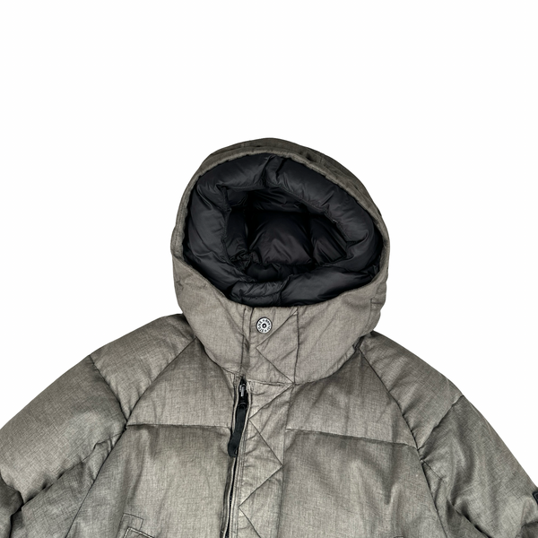 Stone Island 2019 Brown Lino Resinato Down -TC Puffer Jacket - Small