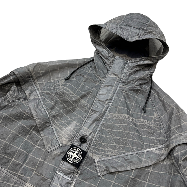 Stone Island Grey Reflective Grid Lamy TC Jacket - Large