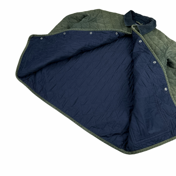 Ralph Lauren Green Washed Quilted Buttoned Jacket - Medium