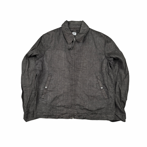 CP Company 2002 Grey Brown Zipped Cotton Overshirt - Large