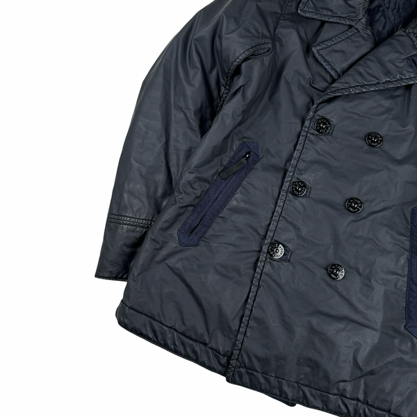 Stone Island 2012 Navy Mussola Gommata Double Breasted Jacket - Small