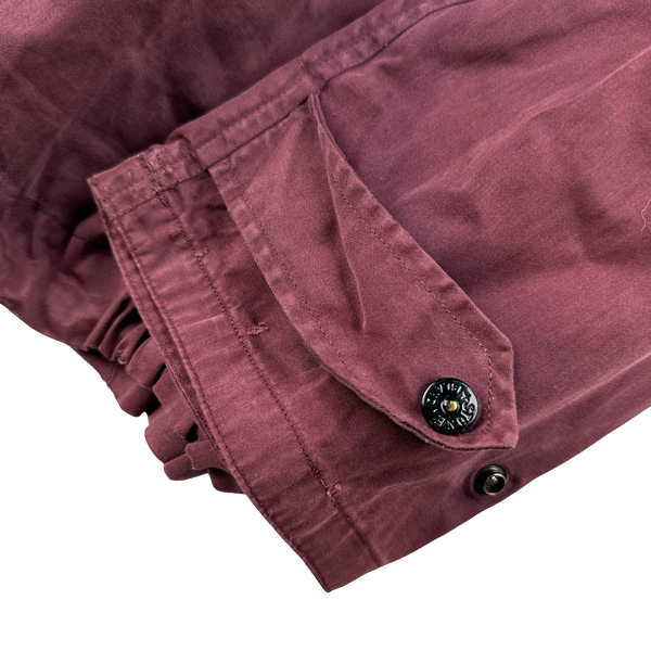 Stone Island 1990s Vintage Burgundy Raso Gommato Jacket - XL