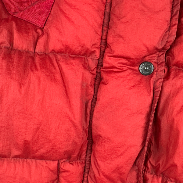 Stone Island 2009 Red Opaque Nylon Tela Down Gilet - Large