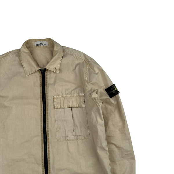 Stone Island 2019 Butter Yellow Brushed Cotton Overshirt - Large