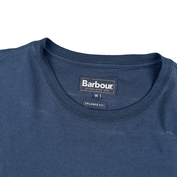 Barbour Navy Spellout Short Sleeve T Shirt - Medium