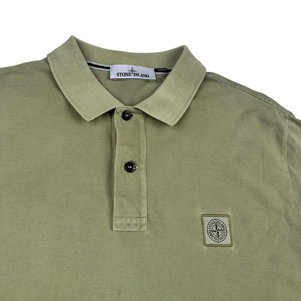 Stone Island 2022 Sage Green Cotton Polo Shirt - 3XL