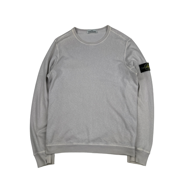 Stone Island Heather White Crewneck Jumper - Large