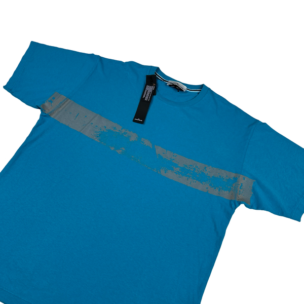 Stone Island 2023 Blue Reflective Graphic Short Sleeved T Shirt - Large