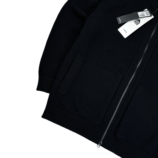 Stone Island X Dover Street Market 2023 Black Thick Wool Ghost Zip Up Jumper - Large