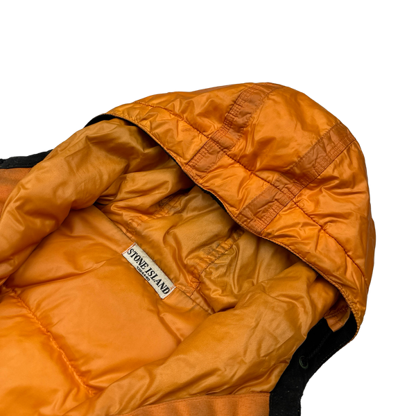 Stone Island 2007 Orange Mesh Badge Down Puffer Jacket - Small