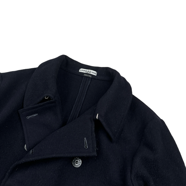 Stone Island Navy Vintage Wool Double Breasted Pea Coat - XL