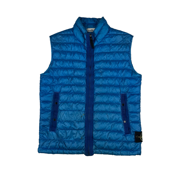 Stone Island 2015 Blue Garment Dyed Down Packaway Gilet - Medium