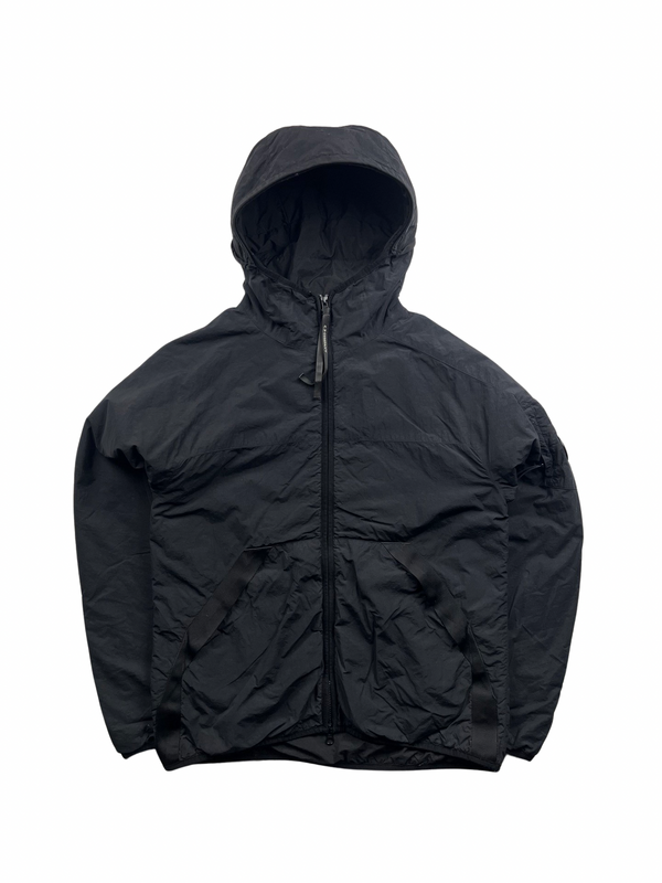 CP Company Black Flatt Nylon Hooded Jacket - Small