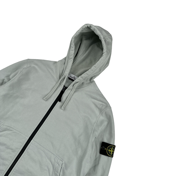 Stone Island 2022 Icy Blue Cotton Zipped Hoodie - Medium