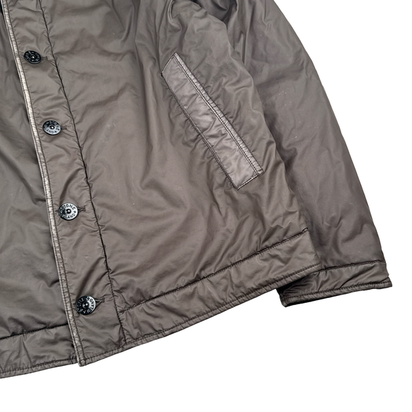 Stone Island 2015 Brown Mussola Gommata Shearling Flight Jacket - XL