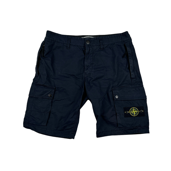 Stone Island 2023 Navy Slim Bermuda Cotton Shorts - Large