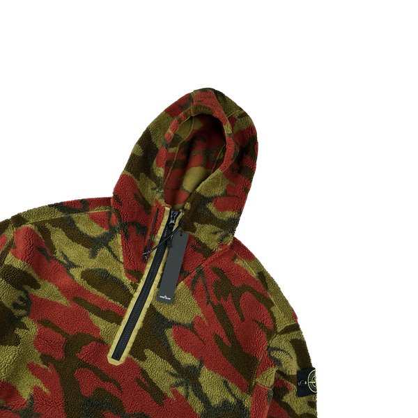 Stone Island 2022 Heritage Camo Teddy Fleece Pullover Hoodie  - XXL