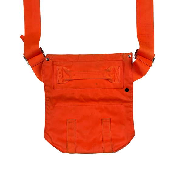 Stone Island 2000s Orange Nylon Multi Pocket Spellout Vintage Side Bag